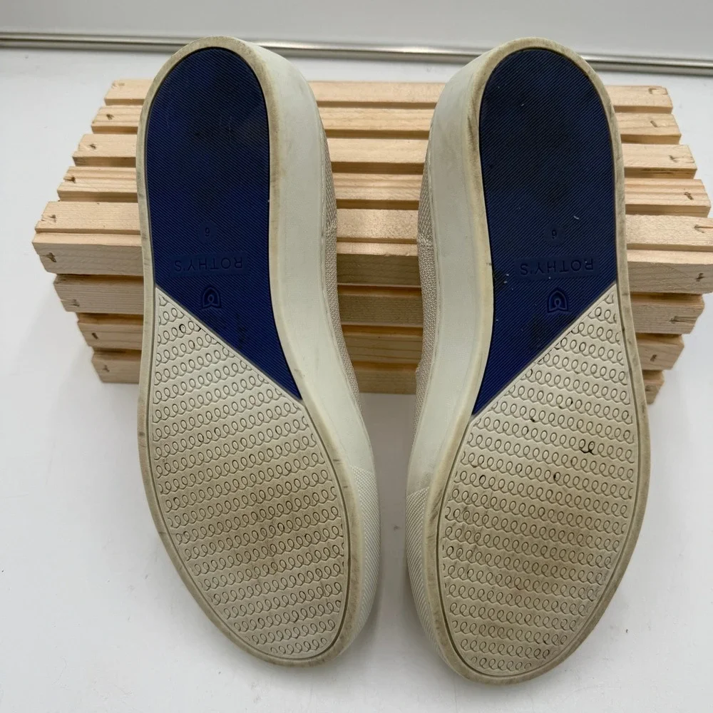 Rothy's The Sneaker Sand Beige Slip On Knit Flat Shoes Womens Size 6